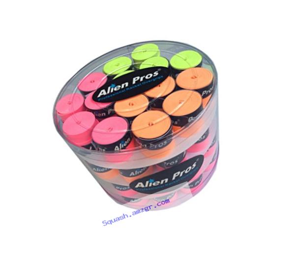 Alien Pros Advanced Tacky-feel Neon-Color Overgrips (Pack of 60), Neon Pink/Neon Orange/Neon Yellow
